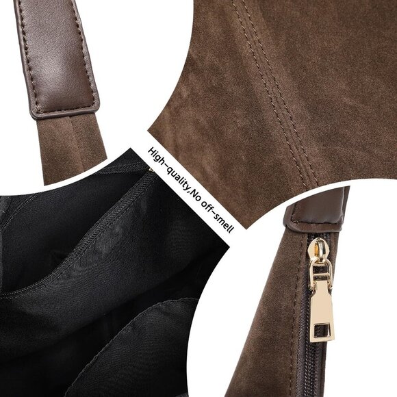 Suede Bag for Women,Suede Tote Bag,Suede Hobo Bags,Suede Handbag,Suede Slouchy S - Picture 3 of 7